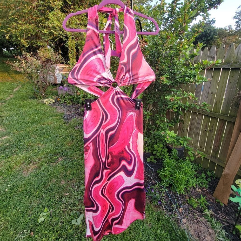 Tie Dye Swirl Halter Dress - Picture 2 of 13